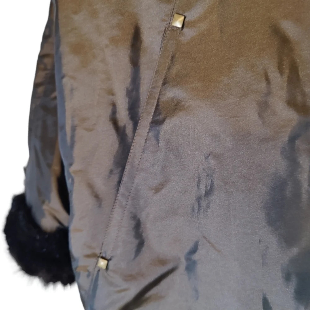 𝅺BEAUTIFUL Regent Park Iridescent Faux Mink Trimmed Coat EUC ❤️ - Picture 5 of 15